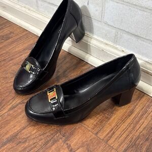 LRL Womens‎ Leather Tatum Block Heel Pump Black 8.5 Old Money Minimalist Classic